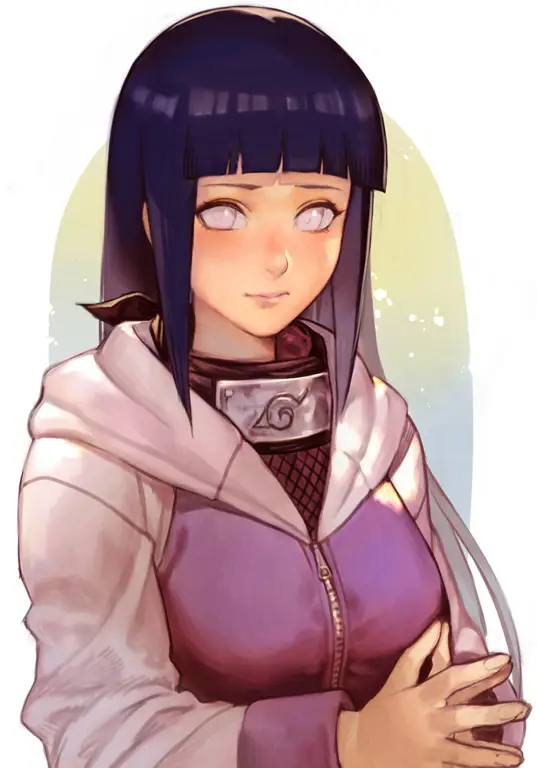 Gambar Hinata Hyuga dalam pose bertarung