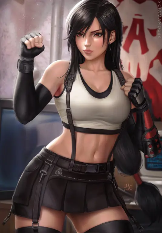 Gambar digital art Tifa Lockhart