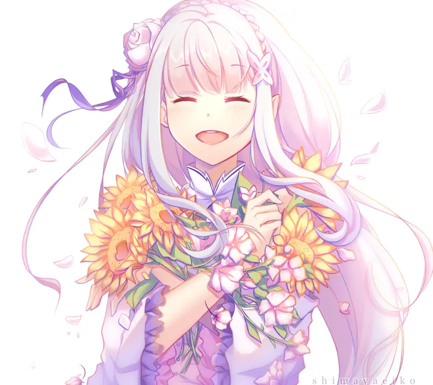 Gambar fanart Emilia yang lucu dan imut