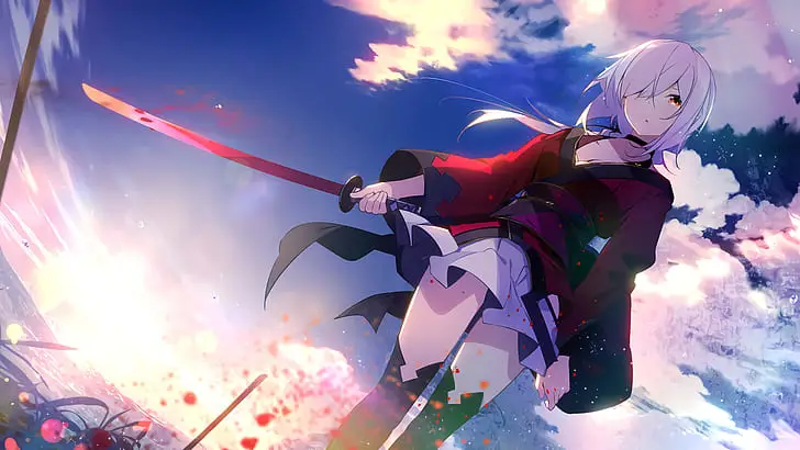 Gambar seorang gadis anime dengan katana