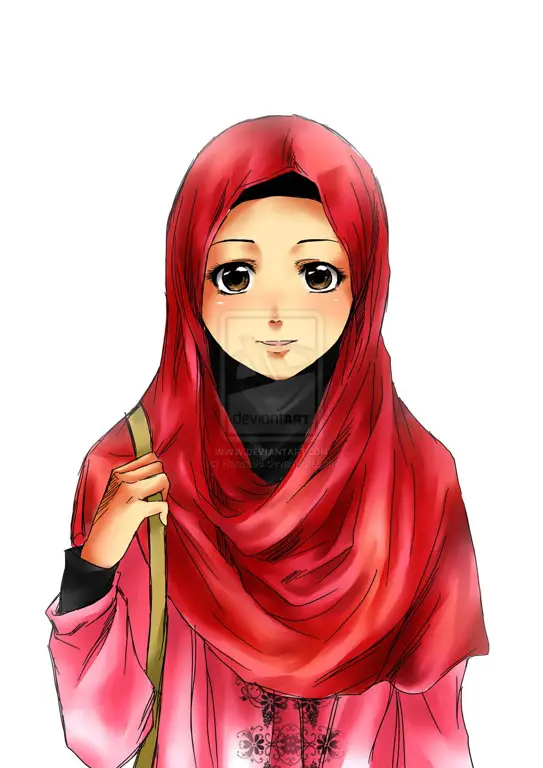 Ilustrasi fashion hijab anime