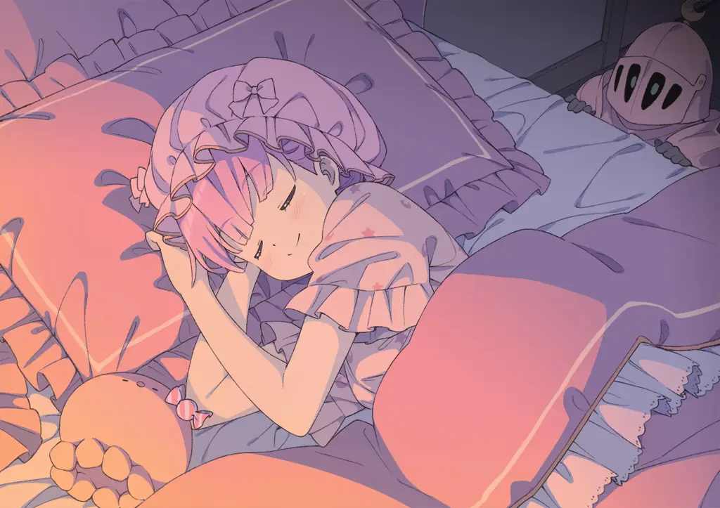 Gambar gadis anime sedang tidur