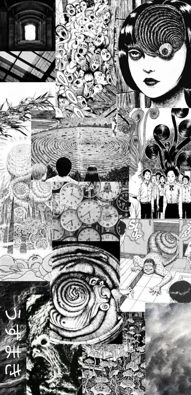 Ilustrasi gaya seni khas Junji Ito