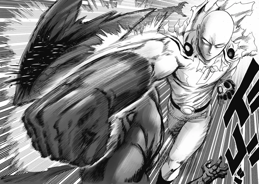 Gambar ilustrasi manga One Punch Man dengan kualitas tinggi