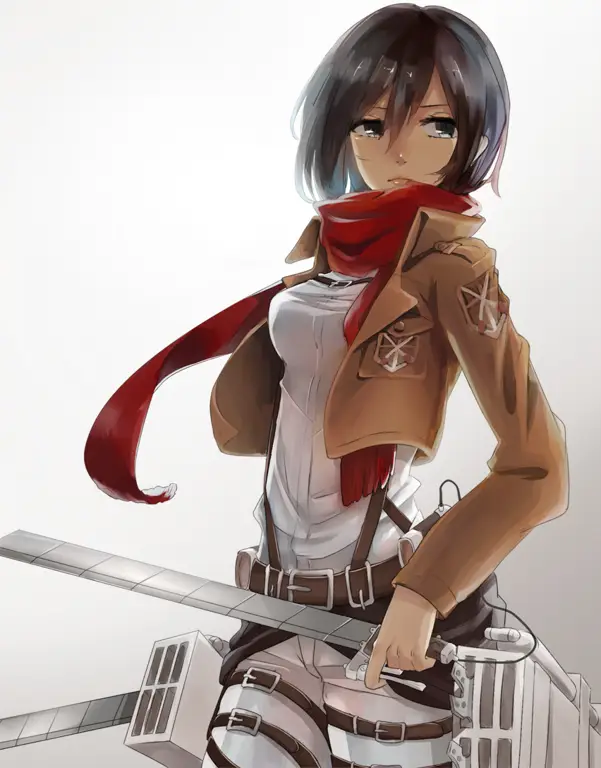 Gambar fanart Mikasa Ackerman dari Attack on Titan