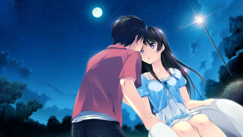 Ilustrasi pasangan anime dalam situasi romantis