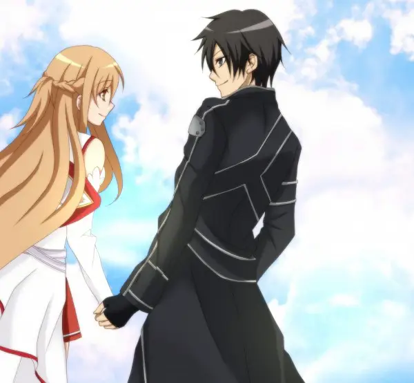 Gambar penggemar Sword Art Online Kirito dan Asuna dengan tema dewasa