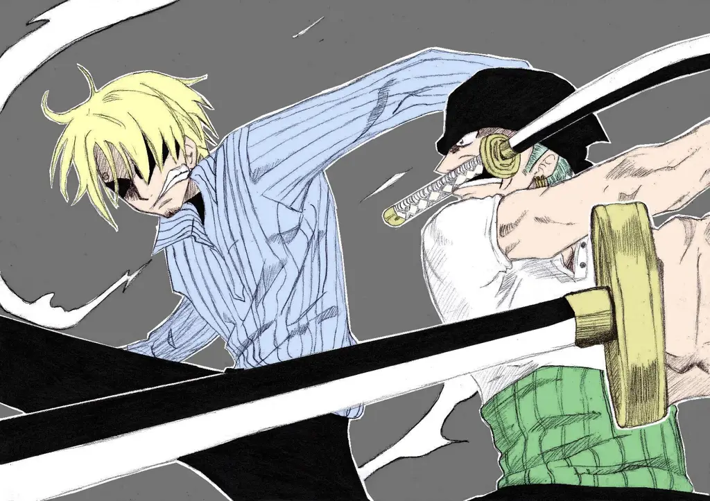 Gambar fanart Zoro dan Sanji dari One Piece