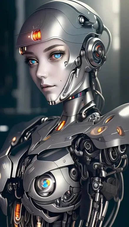 Gambar gadis robot cyberpunk