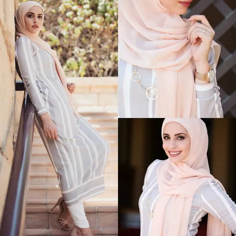 Wanita cantik berhijab dengan gaya modern dan elegan