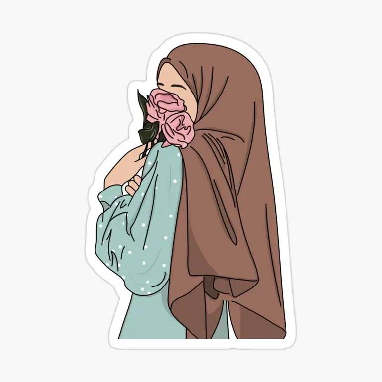 Contoh penggunaan stiker hijab cantik pada berbagai model hijab