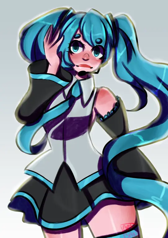 Gambar fanart Hatsune Miku yang sugestif