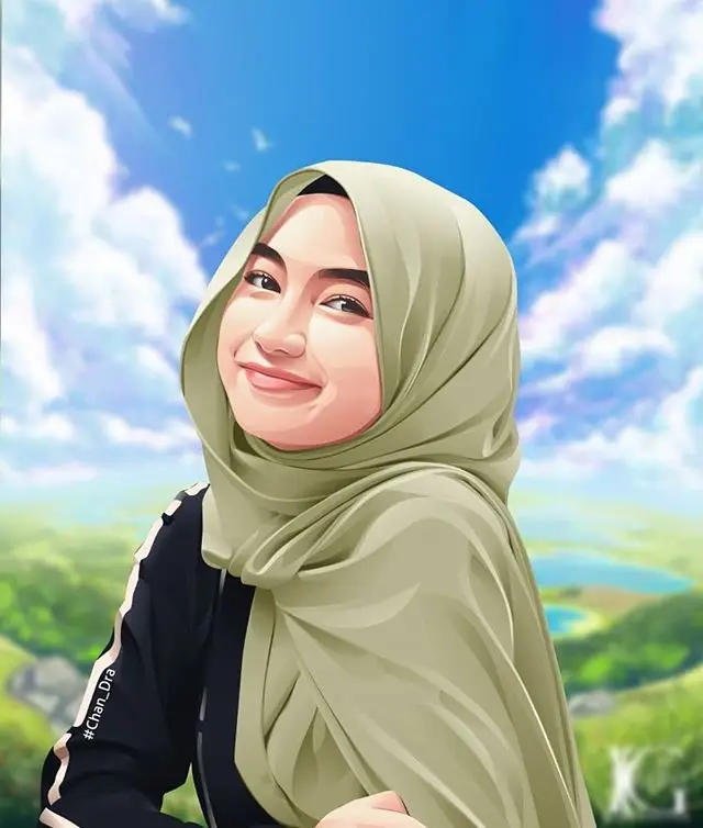 Seni digital seorang gadis berhijab.