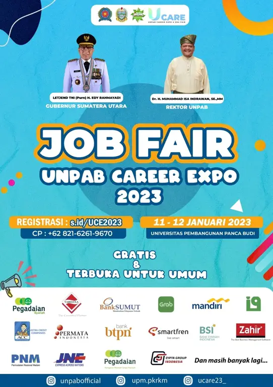 Suasana ramai di job fair Medan, banyak perusahaan yang membuka lowongan kerja.