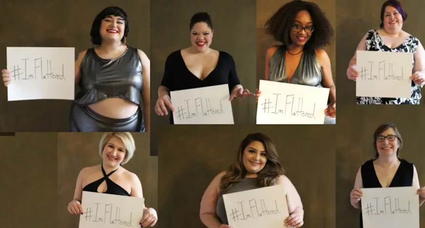 Gambar kampanye body positivity yang menampilkan wanita dengan berbagai ukuran tubuh.