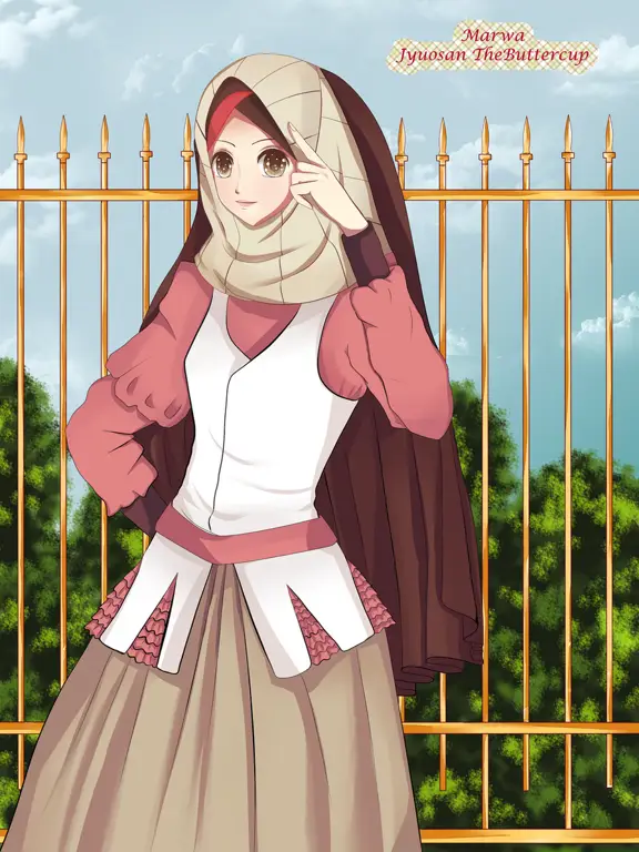 Ilustrasi anime perempuan berhijab