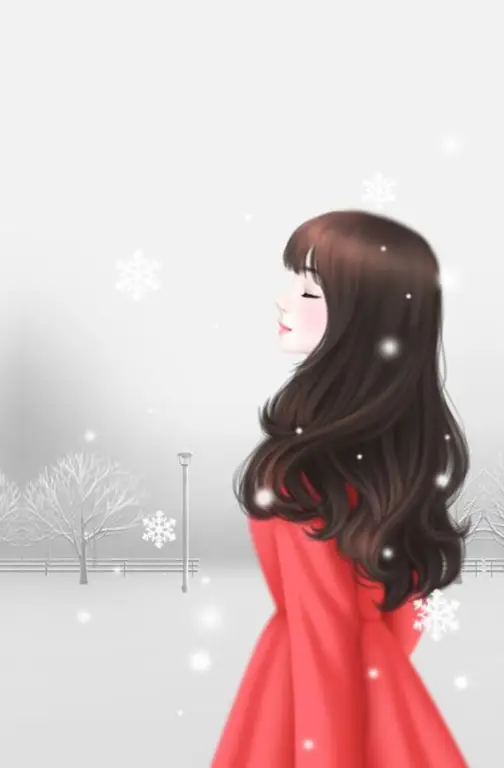 Ilustrasi gadis cantik Korea dalam animasi yang sedang merasa sedih