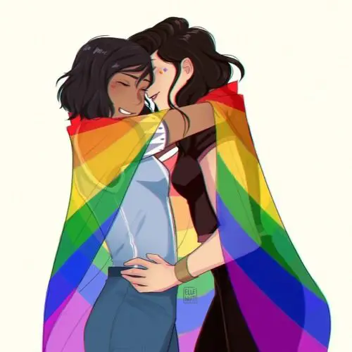 Ilustrasi pasangan lesbian dalam karya seni