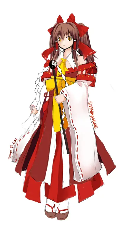 Gambar karya seni Reimu Hakurei yang elegan