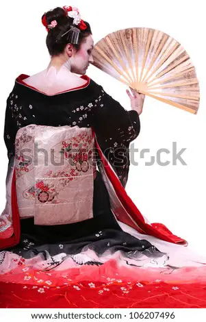 Geisha Jepang dalam pakaian tradisional