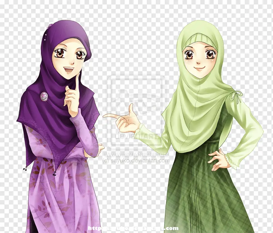 Beragam karakter anime perempuan berhijab dari berbagai latar belakang