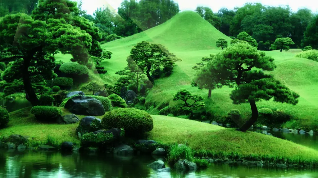 Gambar taman Jepang yang tenang dan damai