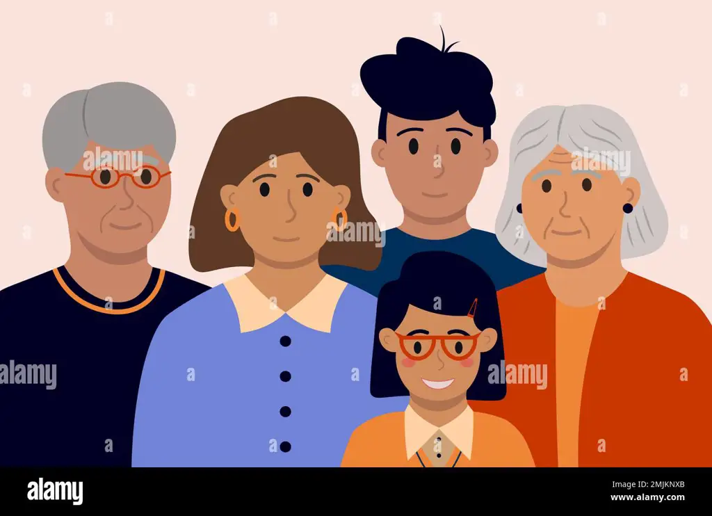 Ilustrasi keluarga multigenerasi yang bahagia