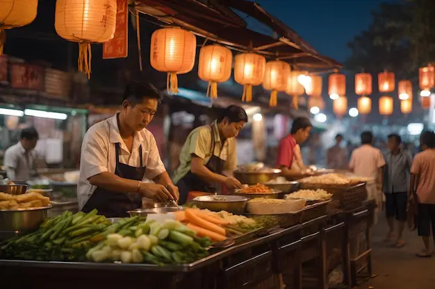 Gambar-gambar pasar tradisional di Thailand yang ramai dan berwarna-warni