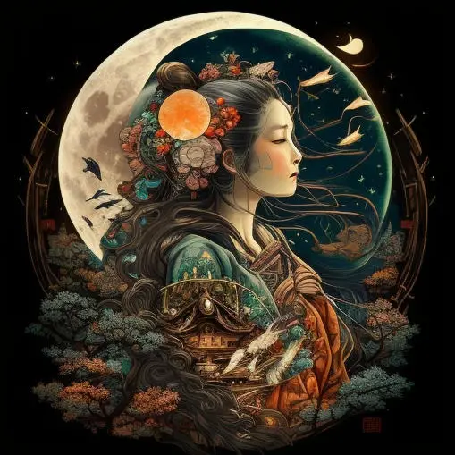 Ilustrasi Dewi Bulan Jepang