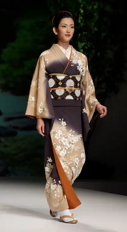 Gambar wanita cantik mengenakan kimono Jepang