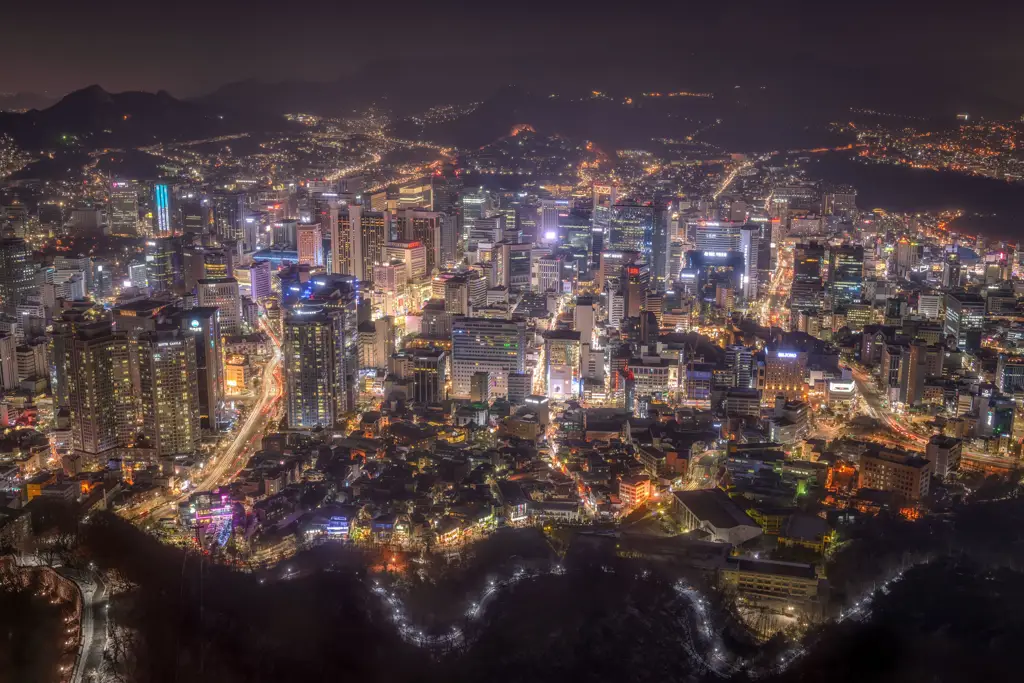 Pemandangan kota Seoul di malam hari