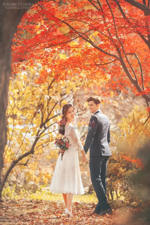 Pemotretan pre-wedding di Korea saat musim gugur