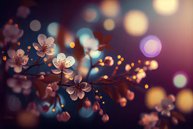 Foto bokeh bunga sakura di Jepang dengan efek blur yang lembut