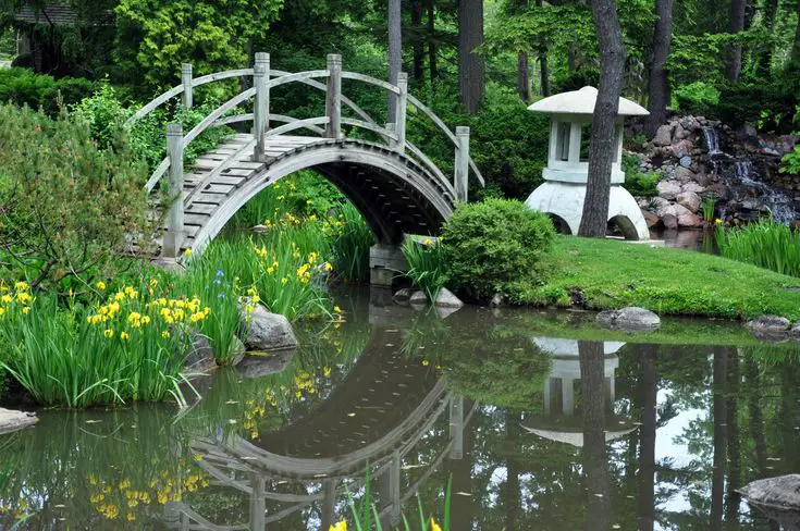 Gambar taman tradisional Jepang yang indah