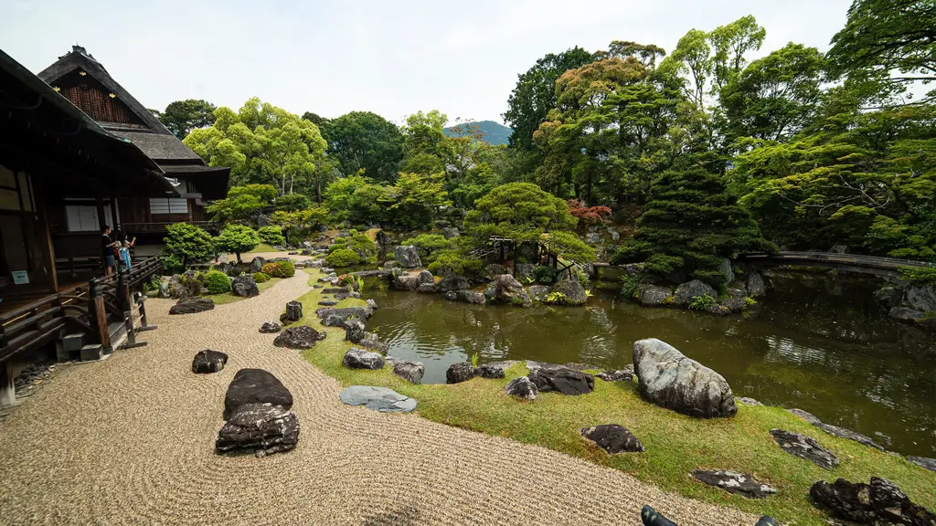 Pemandangan taman Jepang yang indah