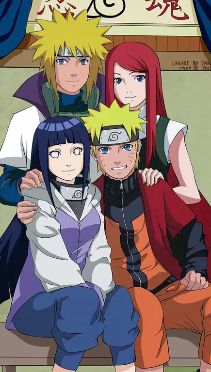 Gambar keluarga Naruto dan Hinata yang harmonis