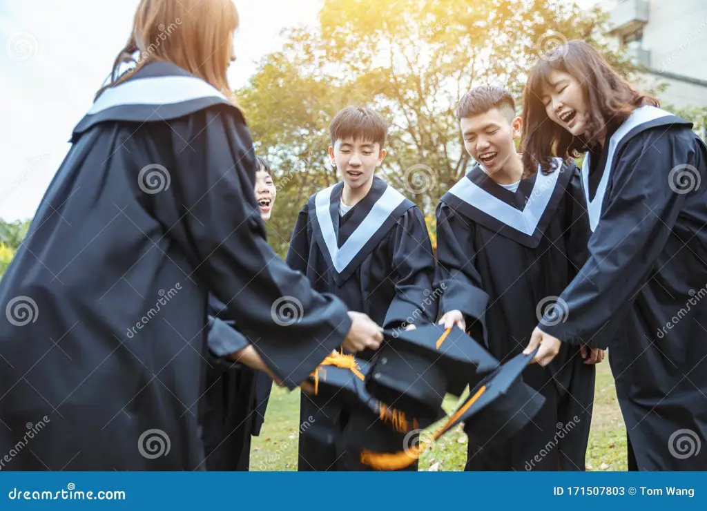 Siswa yang bahagia sedang wisuda