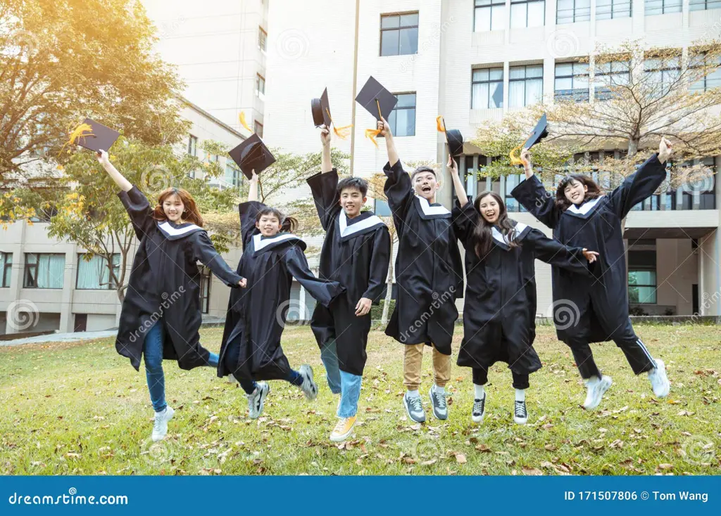 Siswa-siswa yang bahagia sedang wisuda