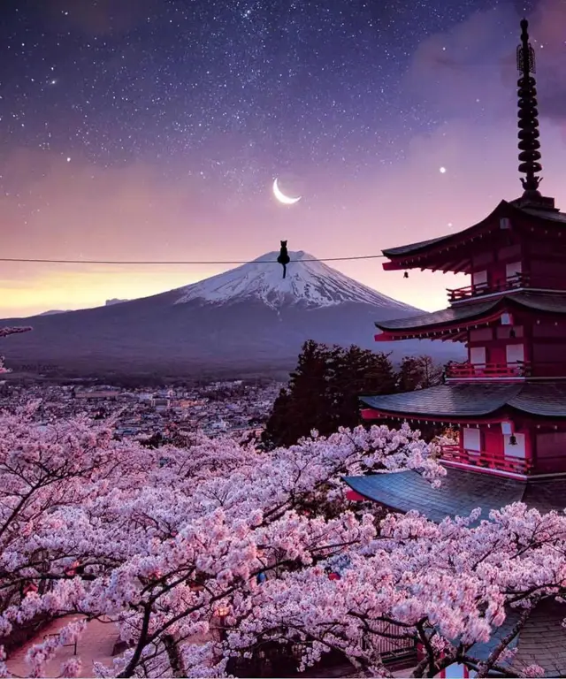 Gambar Gunung Fuji yang megah dengan latar belakang langit biru