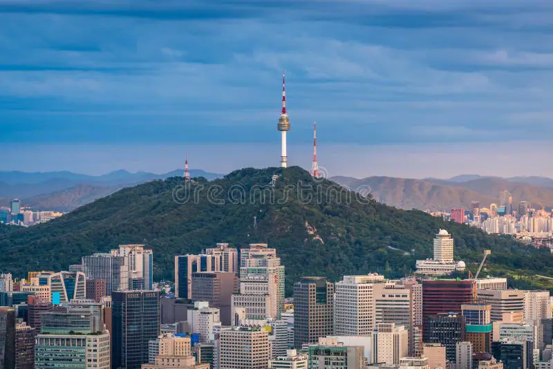 Garis langit kota Seoul yang modern