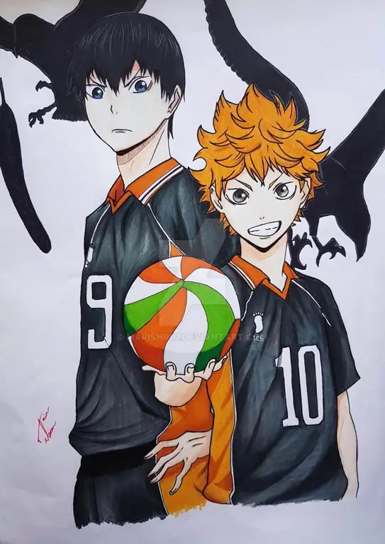 Hinata dan Kageyama sedang melakukan kerja sama