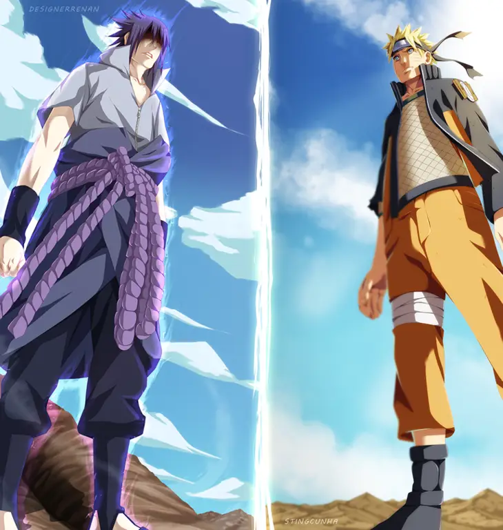 Naruto dan Sasuke bertarung bersama melawan musuh