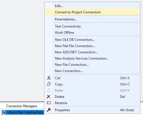 Gambar yang menunjukkan kesalahan pada connection manager SSIS