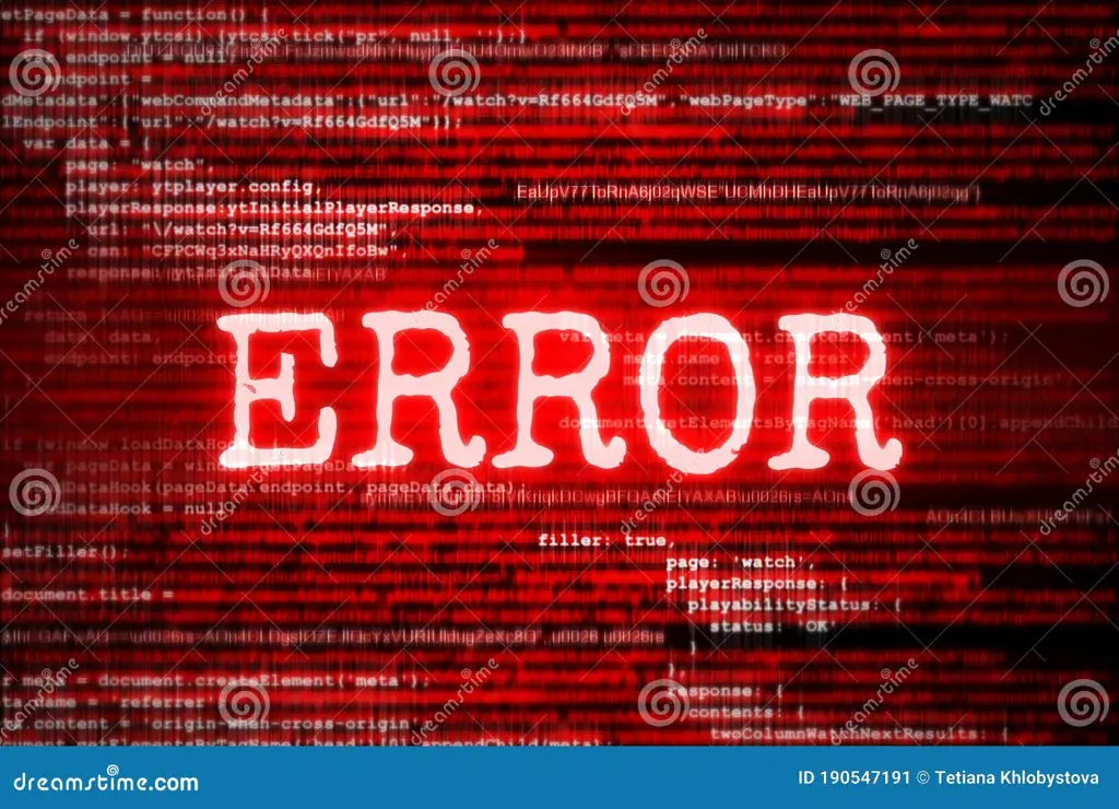 Layar komputer menampilkan kode error