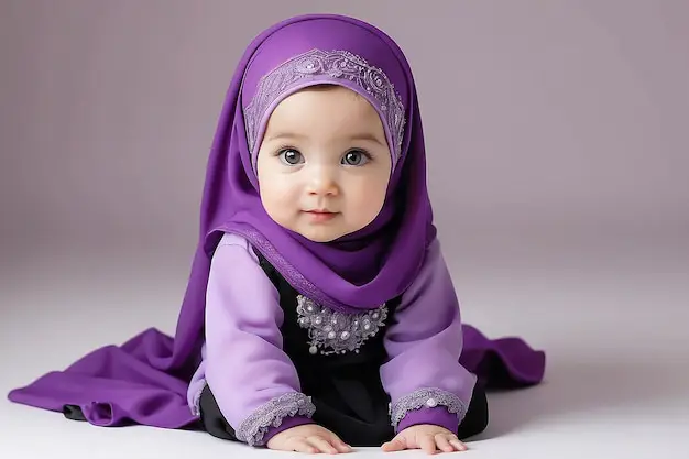 Bayi perempuan berhijab lucu