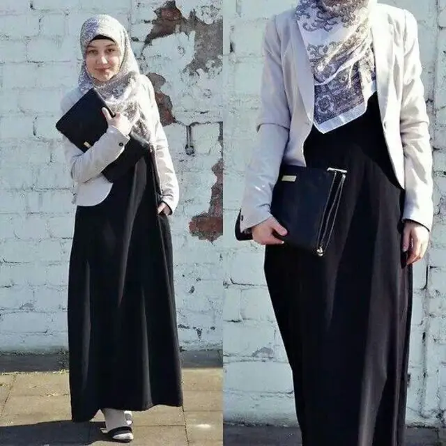 Berbagai model blazer panjang untuk wanita berhijab