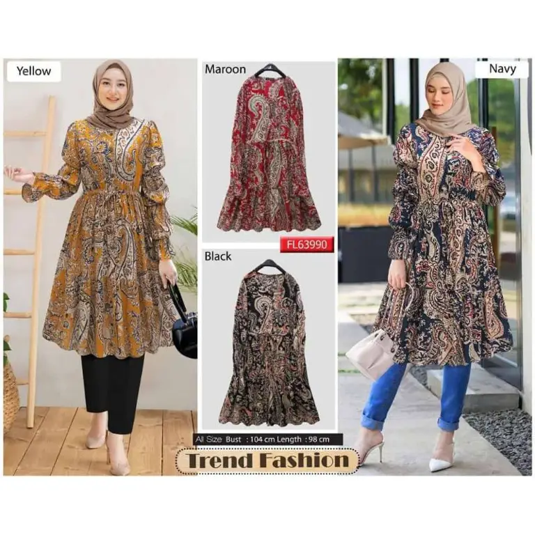 Berbagai model tunik batik untuk wanita berhijab