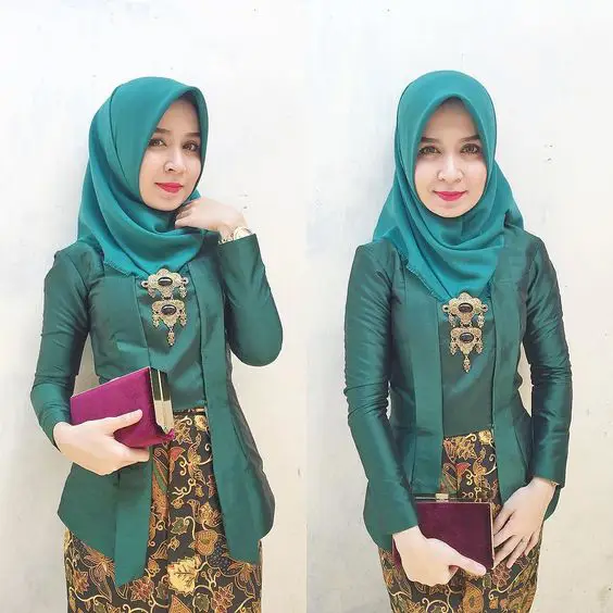 Gambar kombinasi kebaya kutu baru modern dengan hijab yang stylish