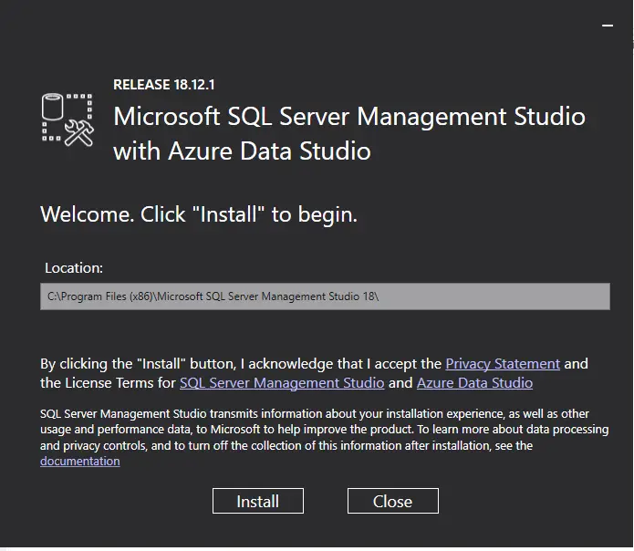 Gambar koneksi ke SQL Server Management Studio