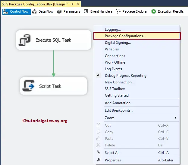 Gambar konfigurasi SSIS package